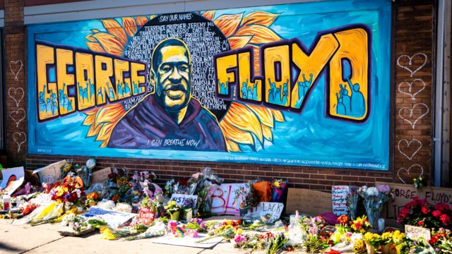 A mural and tribute to George Floyd in MN